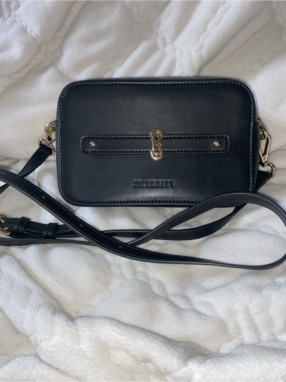 St. John Black Crossbody with Gold Accent